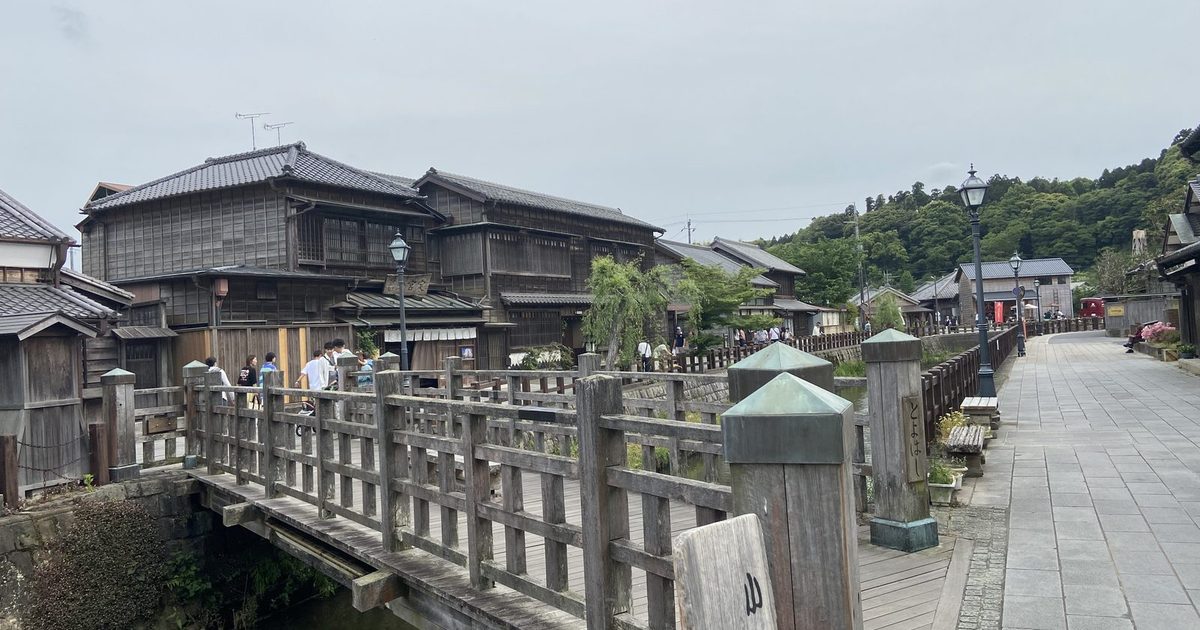 Old merchant houses along the willow-lined canal in Sawara